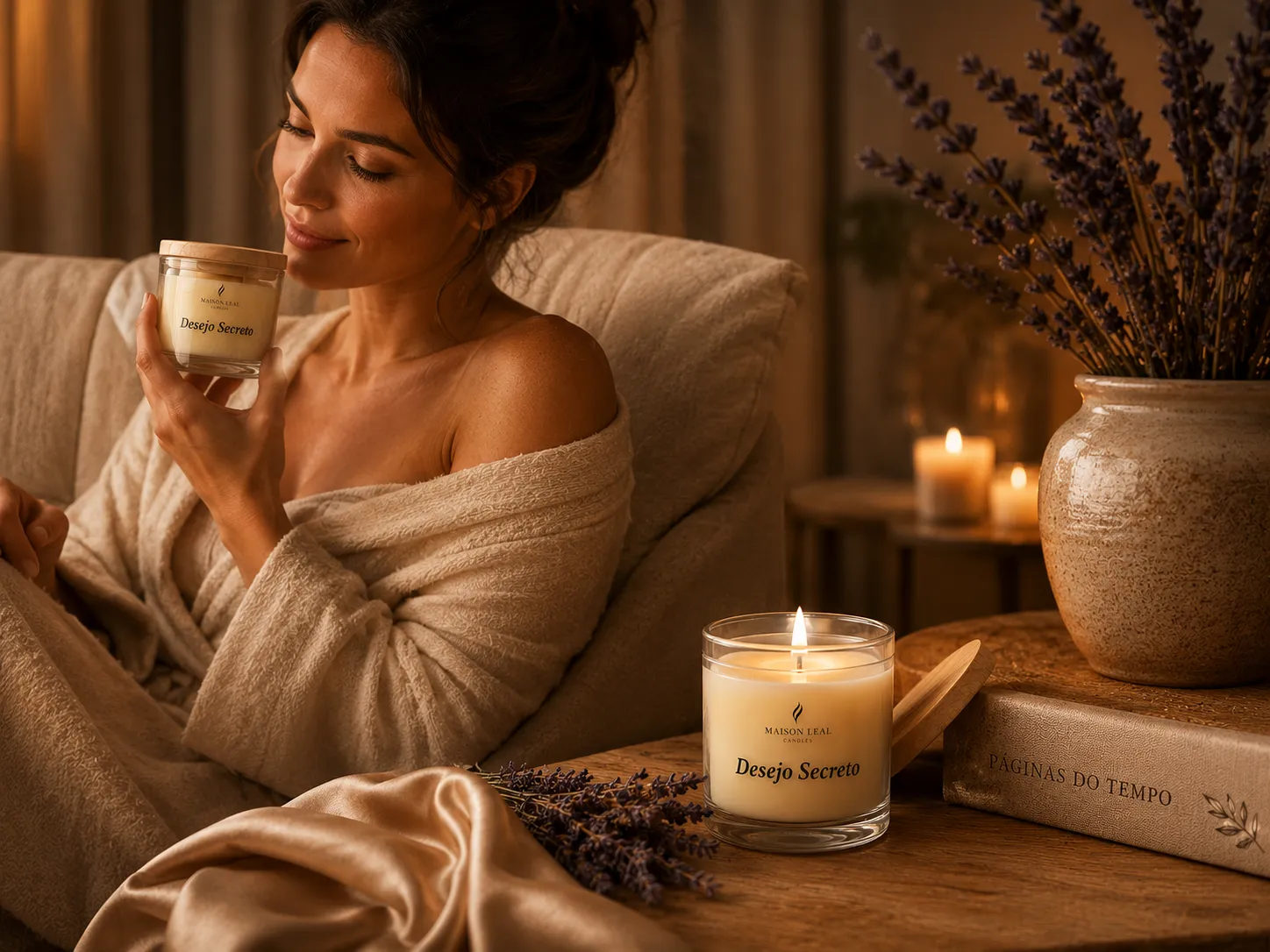 Vela aromática Maison Leal Candle em ambiente sofisticado